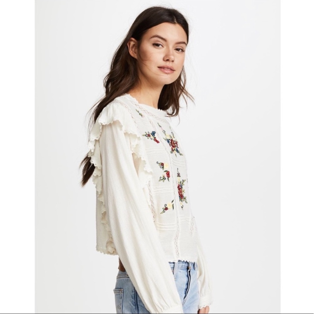 Free People Embroidered Blouse